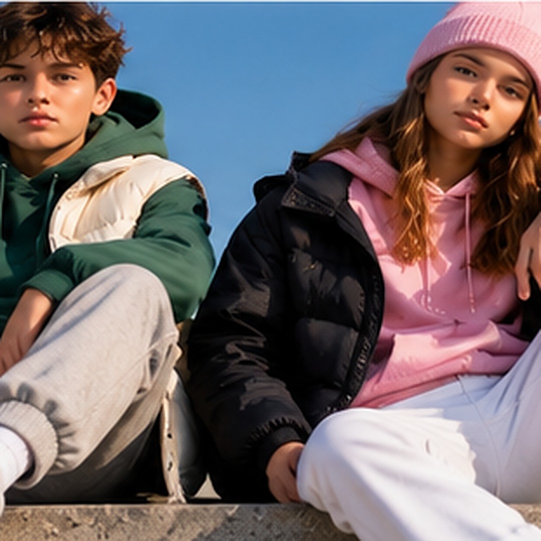Jóvenes con ropa urbana - moda deportiva junior